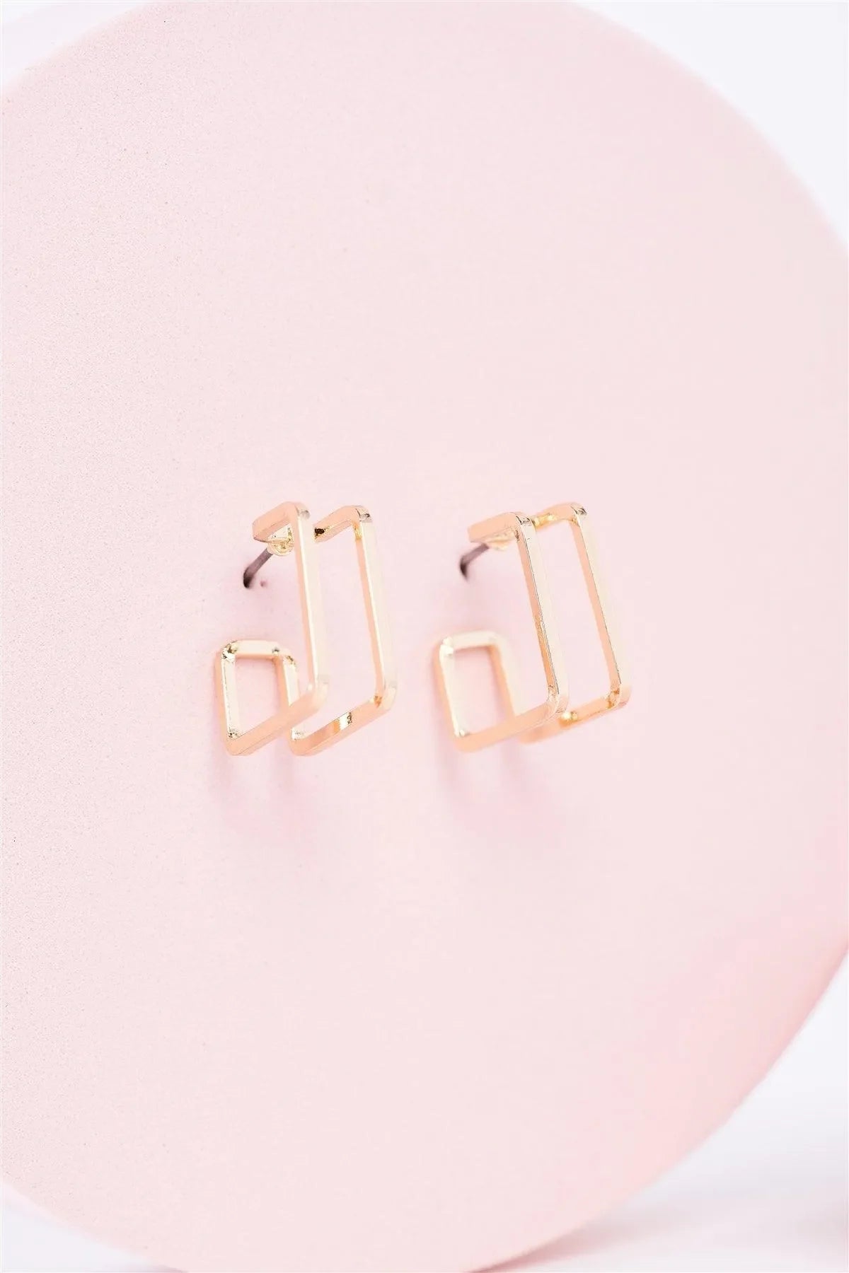 Gold Brass Square Dangle Earrings