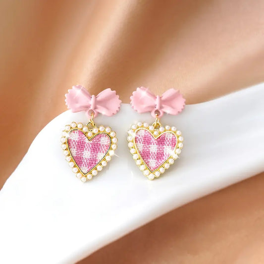 Pink Gingham earrings