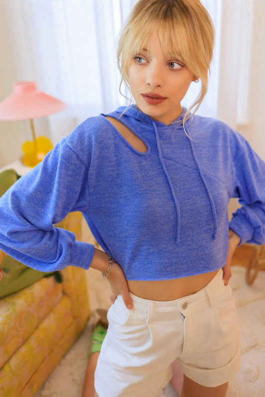 Blue Cut-Out Hoodie