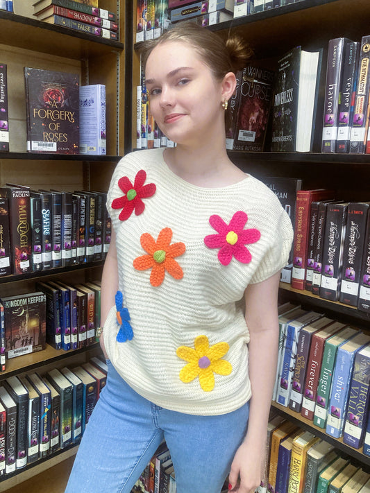 Floral Crochet Short Sleeve Top
