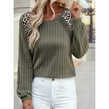 Moss Green Leopard Top