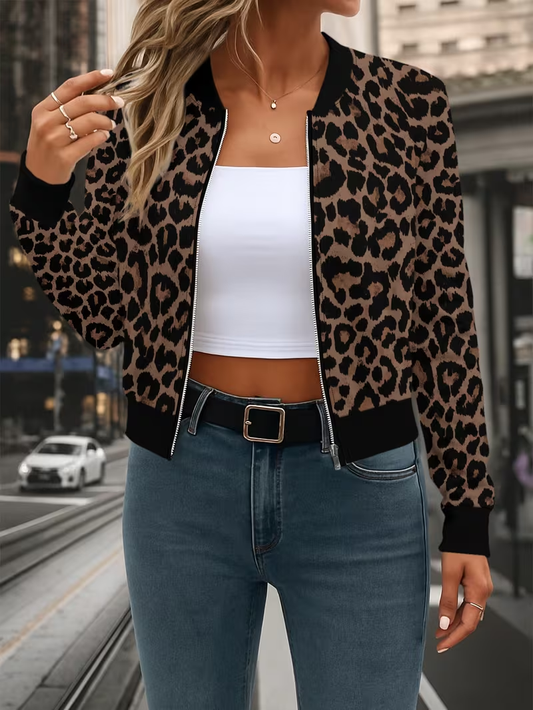 Leopard Print Baseball Jacket