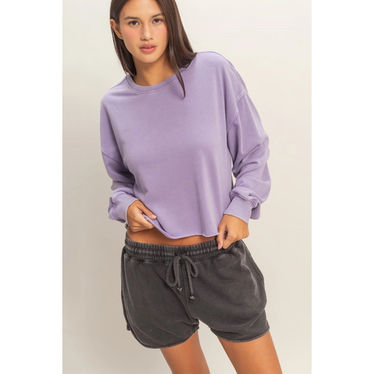Cropped Mineral Wash Sweatshirt