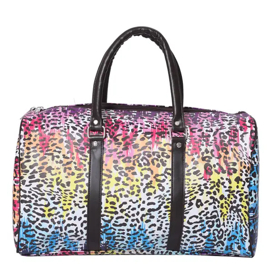 Multi-Colored Leopard Duffle Bag