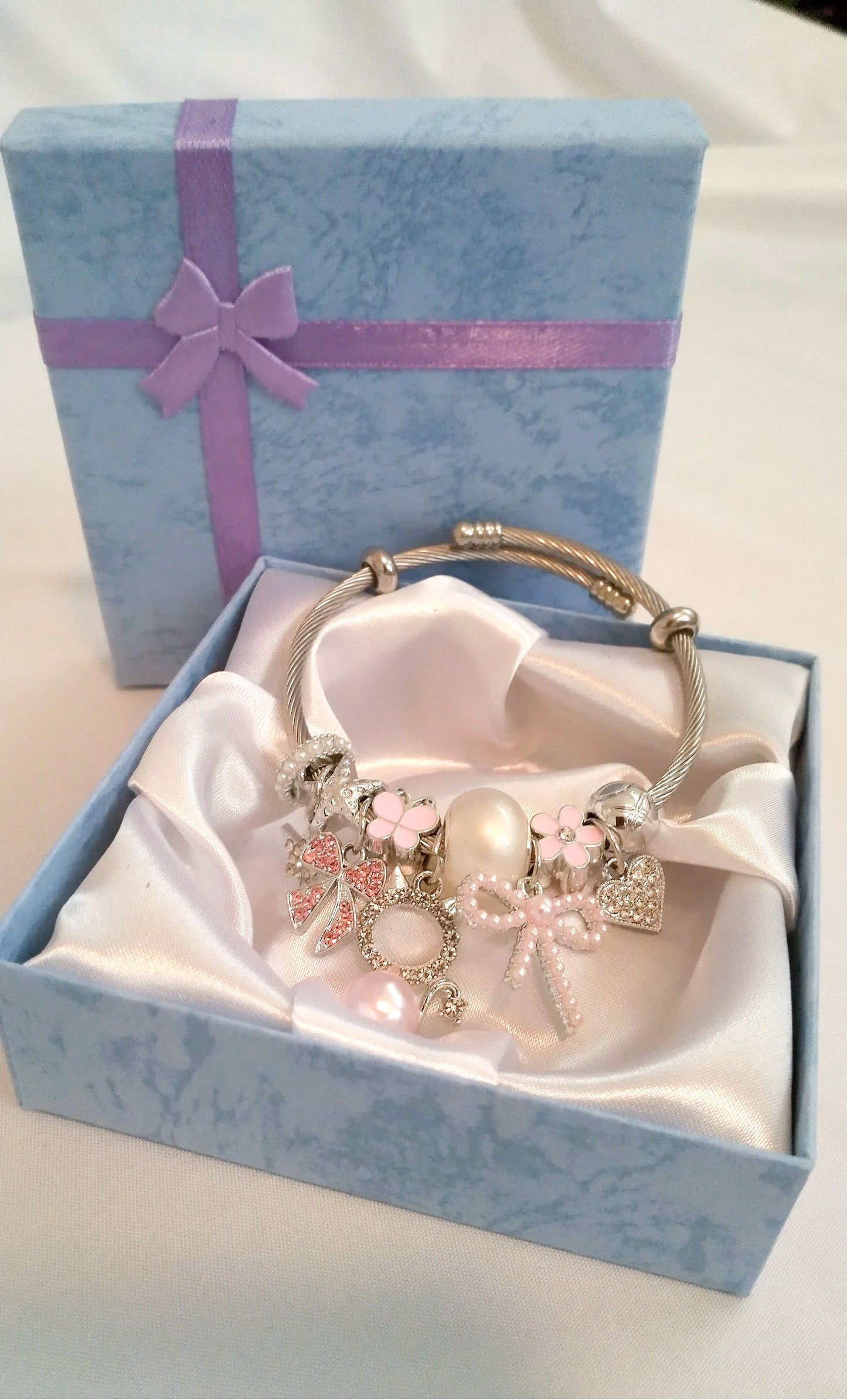 Elegant Crystal & Faux Pearl Charm Bracelet